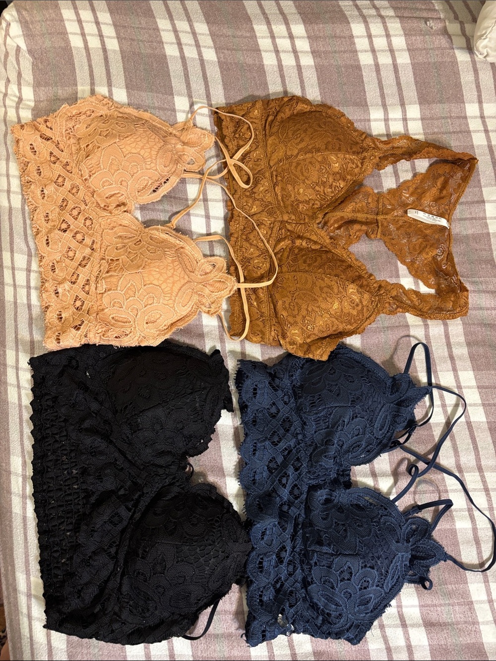 Lace Bralette Pack - Peach, Rust, Black, Navy